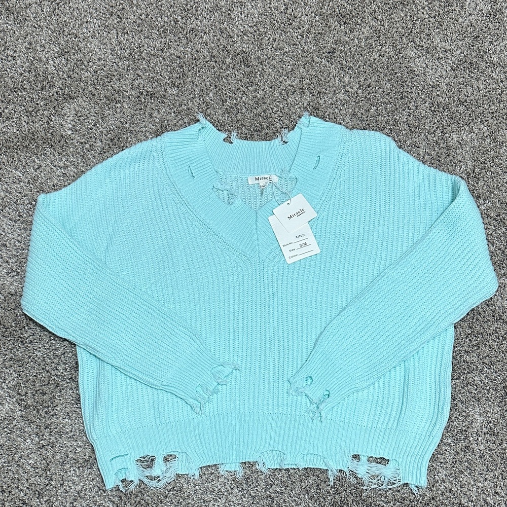 Miracle Light Blue V-Neck Sweater